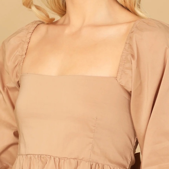 Olivaceous Tan Tie Back Cupcake Dress by Shellshop Sz:Sm - Picture 5 of 11